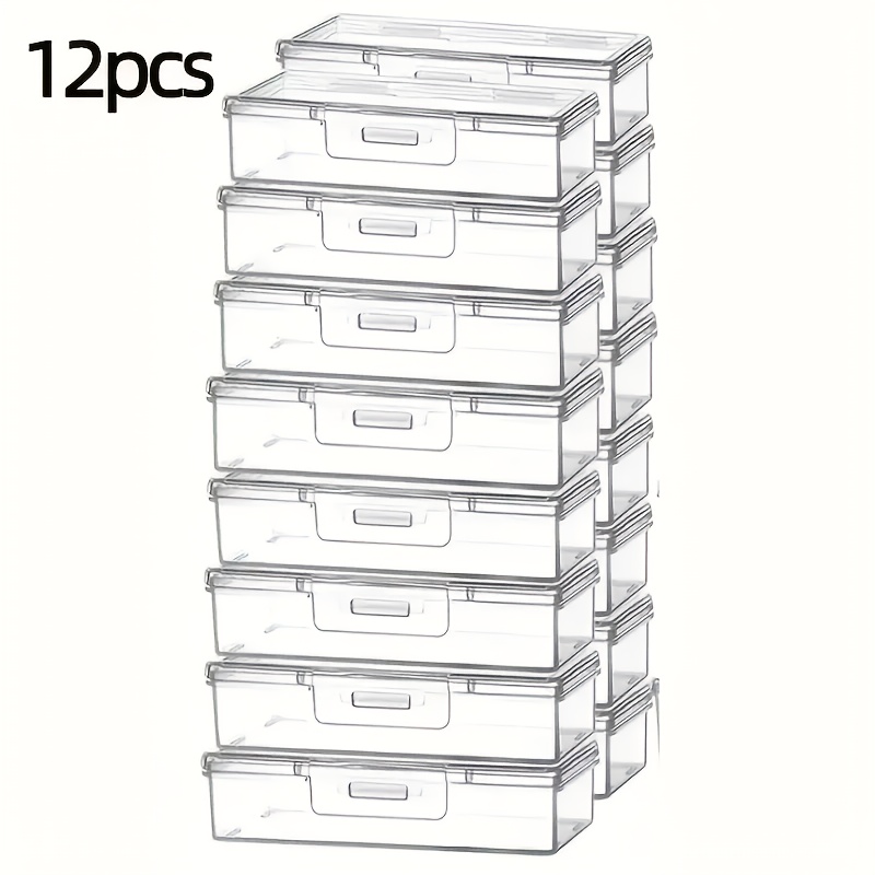 Art Craft Organizer - 12 Stück Transparente Kunststoff-Aufbewahrungsboxen mit Deckeln