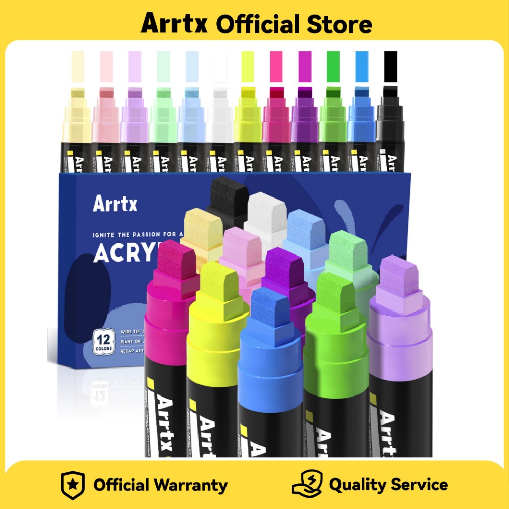Art Craft Jumbo - Arrtx Acryl-Jumbo-Marker, 10 mm, 12 Farben,