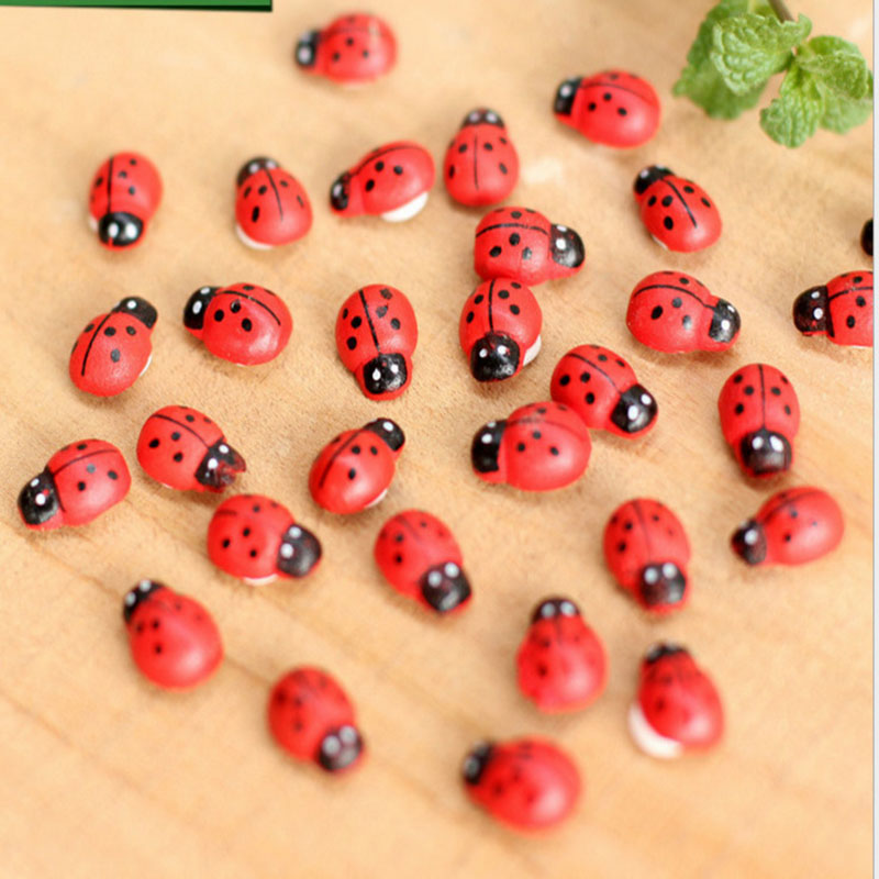 Art Craft Ladybug - 100 Stück Selbstklebende Mini-Kühlschrankmagnete Mini-Marienkäfer Holzhandwerk