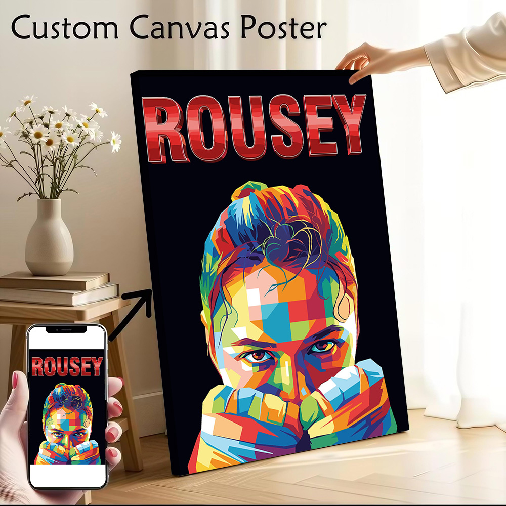 Art Craft Toys - Rousey: Ronda Rousey Pop-Art-Porträt, gedrucktes Leinwandposter,