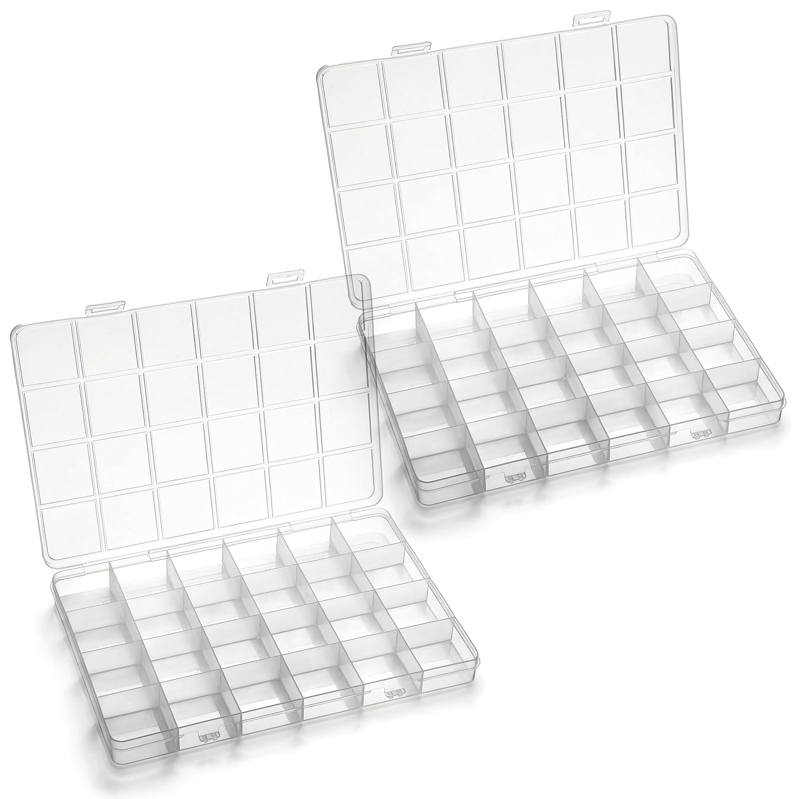 Art Craft Organizer - 24-Fächer Kunststoff-Organizer-Box mit Verstellbaren Trennwänden, Transparenter
