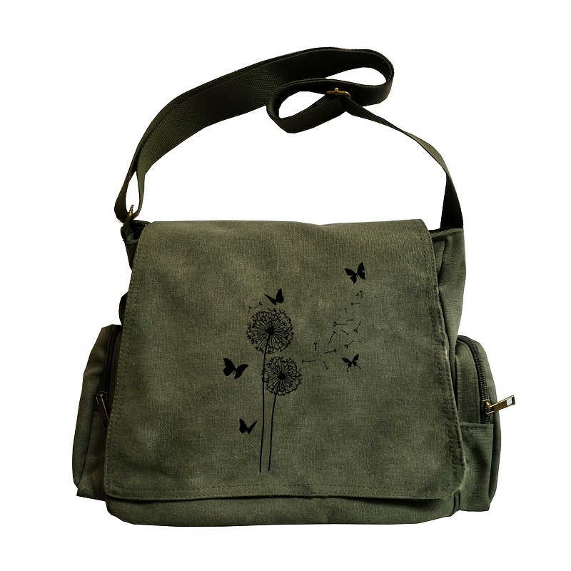 Art Craft Butterfly - Damen-Umhängetasche aus Segeltuch im Vintage-Stil, großes