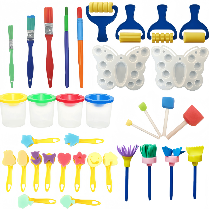 Art Craft Classes - 35-teiliges Kunstmalset für Anfänger, komplettes Schwammstempel-Set