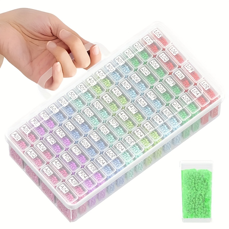 Art Craft Organizer - 64-Fächer Transparente Kunststoff-Aufbewahrungsbox-Set für Diamantmalerei, Tragbarer