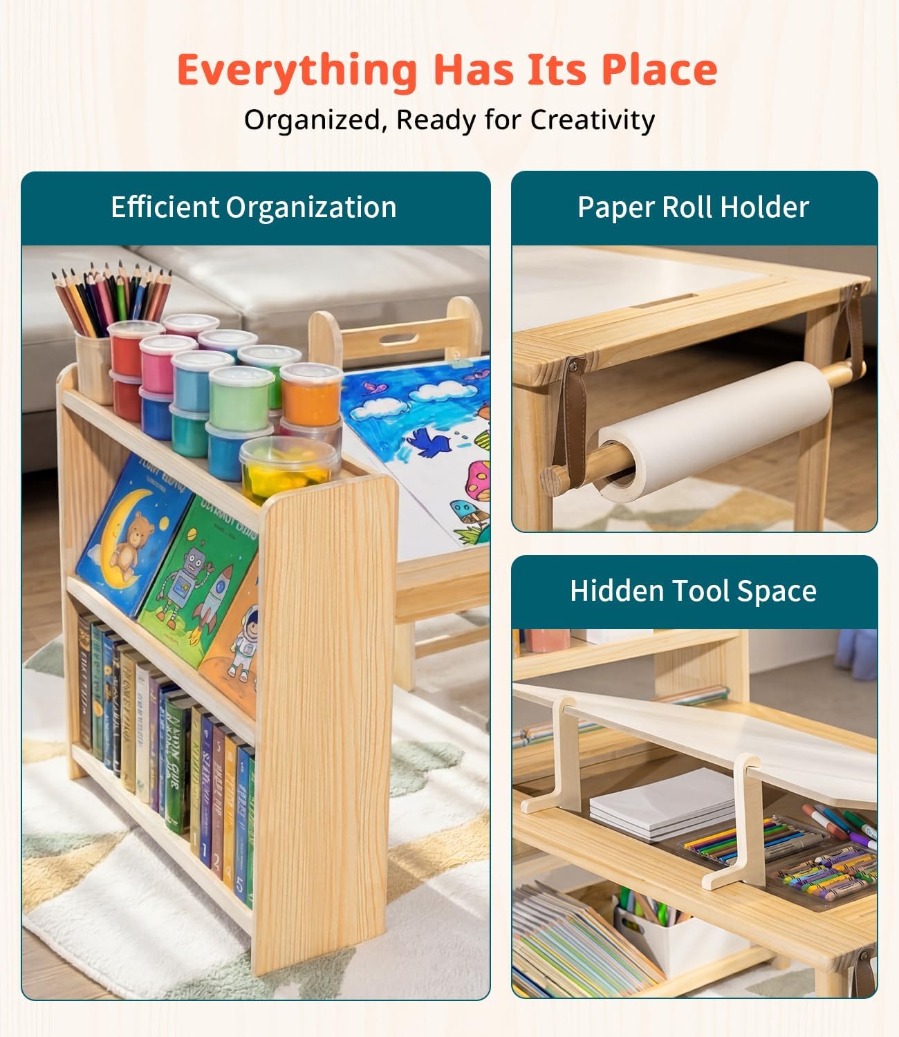 Kinder-Holz-Kunsttisch mit 2 S – Art Craft For Toddlers Bewertung und Preis