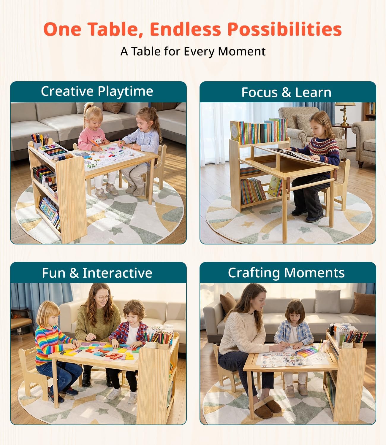 Kinder-Holz-Kunsttisch mit 2 S – Art Craft For Toddlers Bewertung und Preis