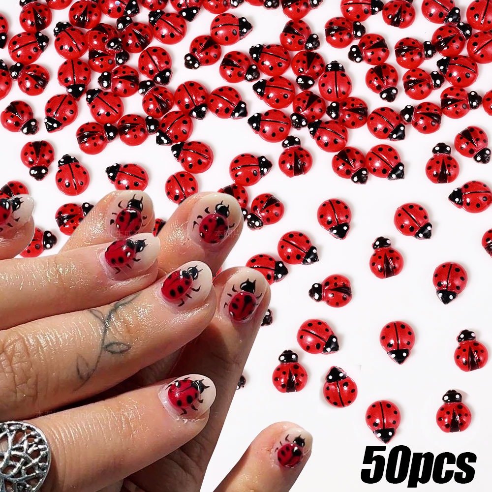 50 Stücke 3D Harz Rot Marienkä – Art Craft Ladybug Bewertung und Preis