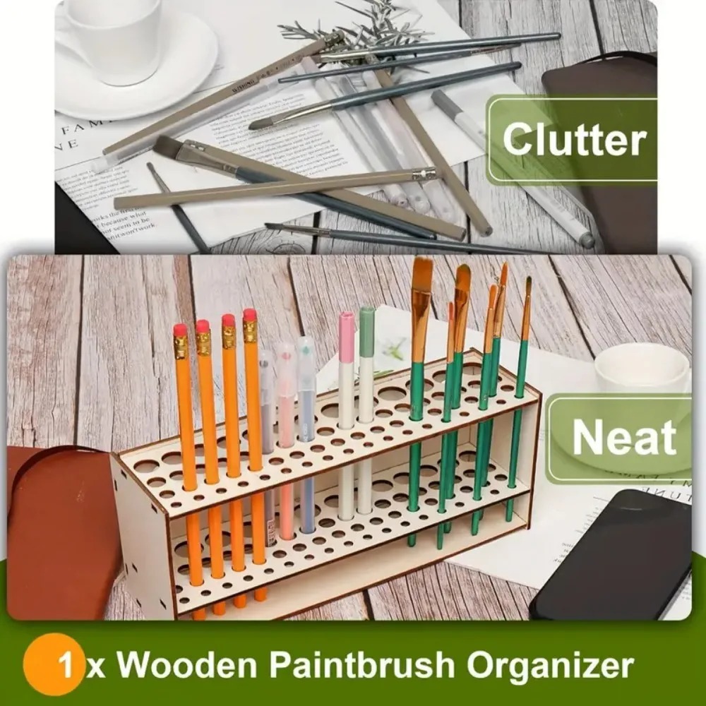 67-Fächer Holz-Pinselhalter Pr – Art Craft Organizer Bewertung und Preis