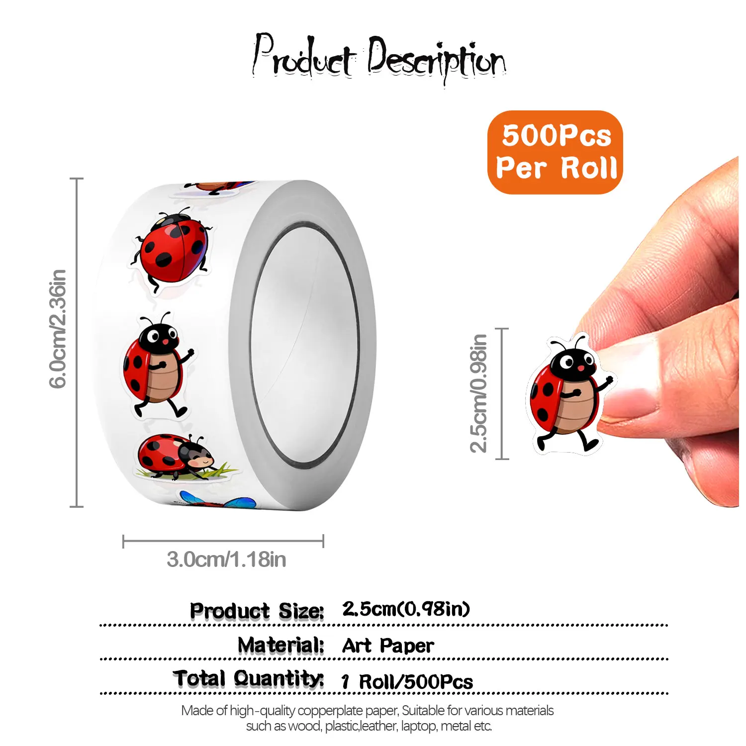 1 Rolle (500 Stück) 10 unregel – Art Craft Ladybug Bewertung und Preis